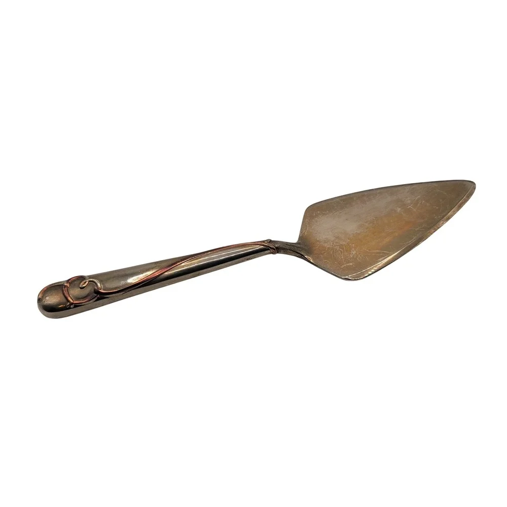 Lenox Cake Server Silver Copper Heart Scroll Wrap Pie Dessert Server Tarnish